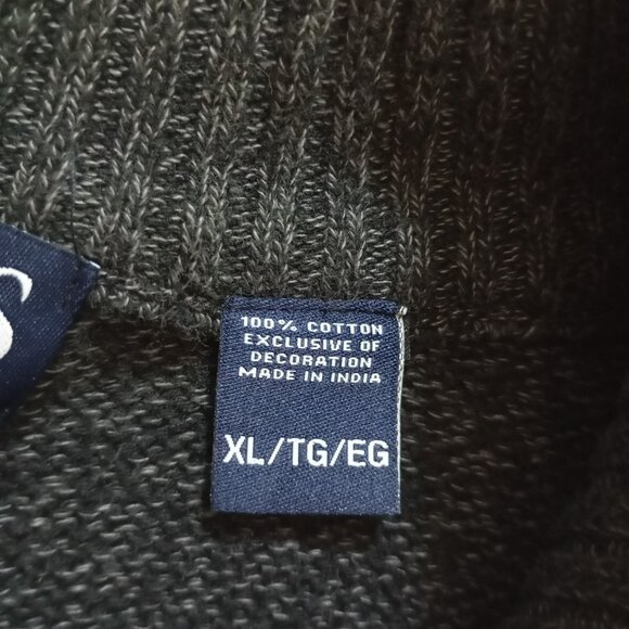Chaps Men's Gray 100% Cotton 1/4 Button Sweater Size Extra Large - Picture 3 of 16